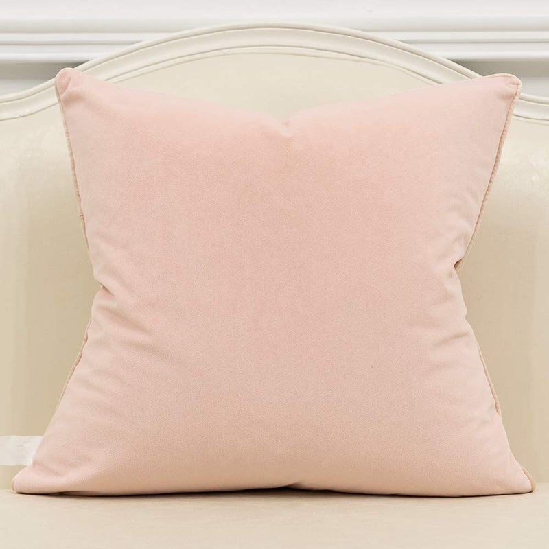Avigers 18 x 18 Inches Pink White Gold Leather Striped Patchwork Velvet Cushion Case Luxury Modern Throw Pillow Cover Decorative Pillow for Couch Living Room Bedroom Car - Image 2